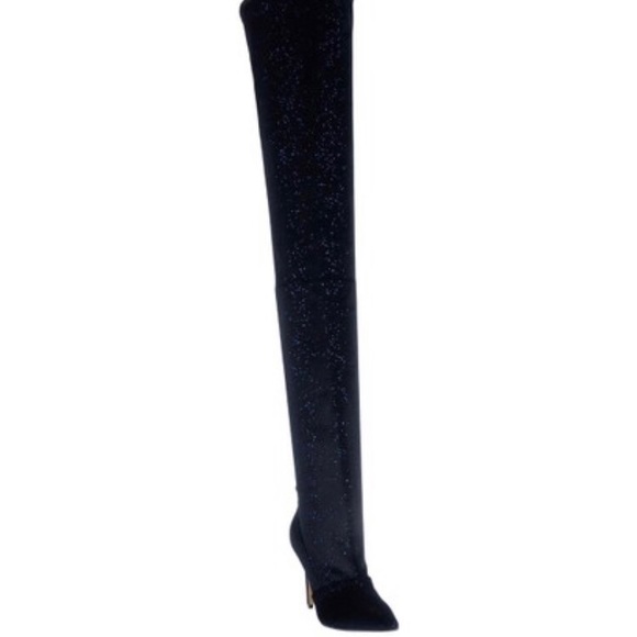 BALMAIN Amazone Thigh-High Glitter Velvet Boots - Picture 4 of 15